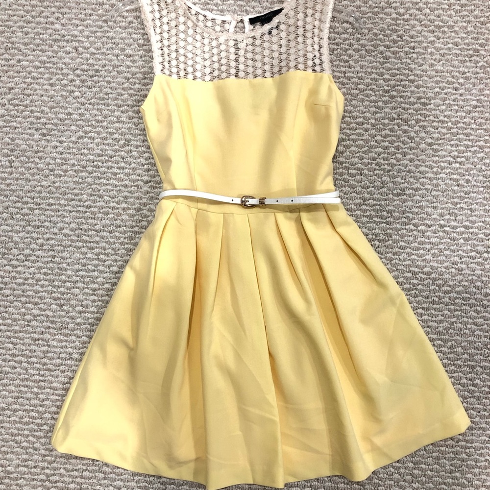 yellow skater dress with belt